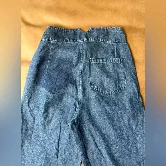 Loup Wide Leg Jeans Raw Hem Side Zip 100% Cotton Womens Size Small - Picture 13 of 13